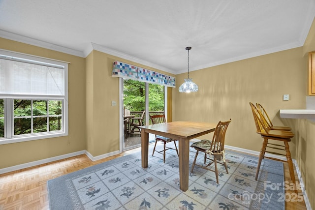 206 Pine Knot Trl, Hendersonville, NC 28739 - dining space featuring baseboards and crown molding