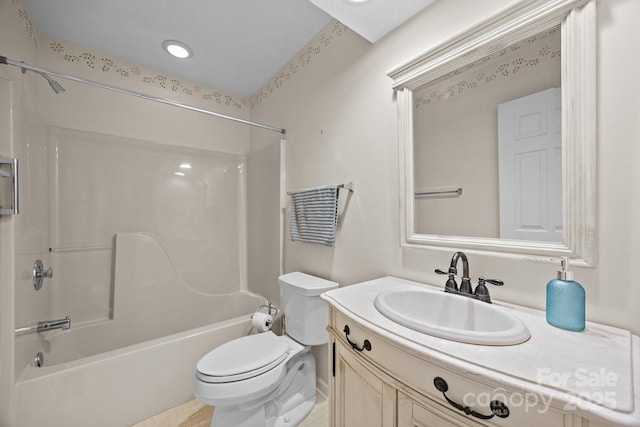 206 Pine Knot Trl, Hendersonville, NC 28739 - full bathroom featuring shower / bathtub combination, vanity, and toilet