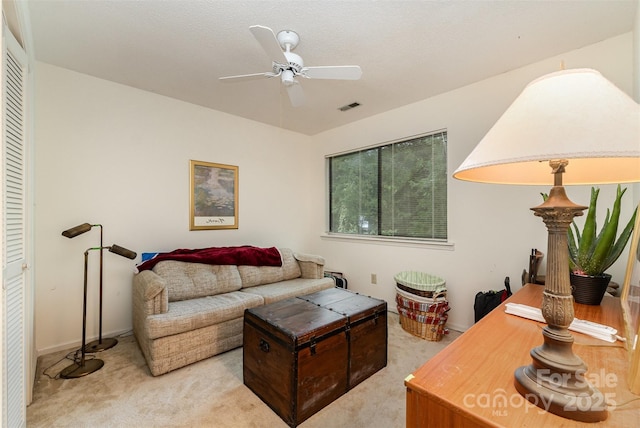 8968 St Croix Ln, Charlotte, NC 28277 - living room with light carpet and a ceiling fan