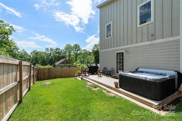 109 Druid Dr, Asheville, NC 28806 - view of yard featuring a hot tub and a wooden deck