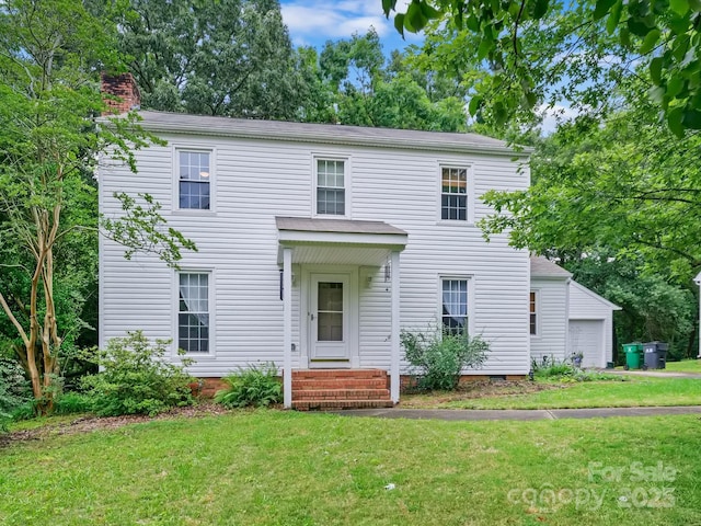 7317 Red Branch Ln, Charlotte, NC 28226 - view of front facade with a front yard and a chimney