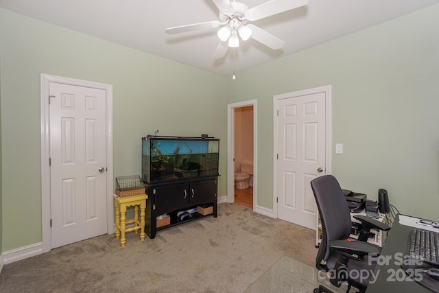 14831 Charterhouse Ln, Huntersville, NC 28078 - office featuring carpet flooring, ceiling fan, and baseboards