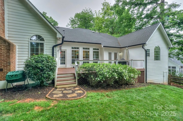 14831 Charterhouse Ln, Huntersville, NC 28078 - back of house with a yard, a shingled roof, and a deck