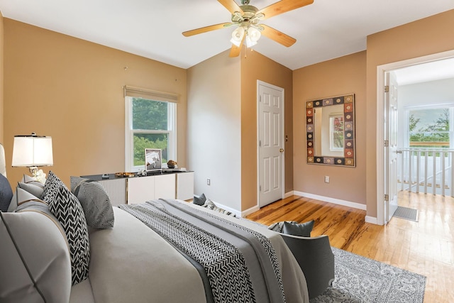 64 Mclain St, Asheville, NC 28803 - bedroom featuring light wood-style floors, baseboards, and ceiling fan
