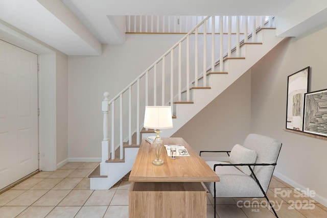 64 Mclain St, Asheville, NC 28803 - stairs with tile patterned flooring and baseboards