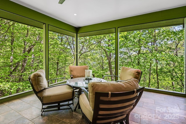 1760 Winding Creek Dr, Waynesville, NC 28786 - sunroom / solarium featuring outdoor dining space and ceiling fan