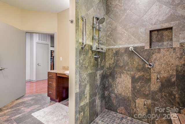 1760 Winding Creek Dr, Waynesville, NC 28786 - bathroom with vanity and tiled shower
