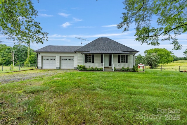 956 Stony Point Rd, Kings Mountain, NC 28086 - view of front of home with a porch, dirt driveway, an attached garage, and a shingled roof