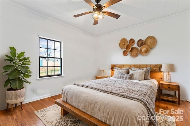 956 Stony Point Rd, Kings Mountain, NC 28086 - bedroom featuring wood finished floors, crown molding, baseboards, and ceiling fan