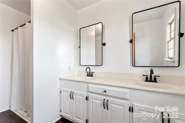 956 Stony Point Rd, Kings Mountain, NC 28086 - bathroom featuring double vanity and curtained shower