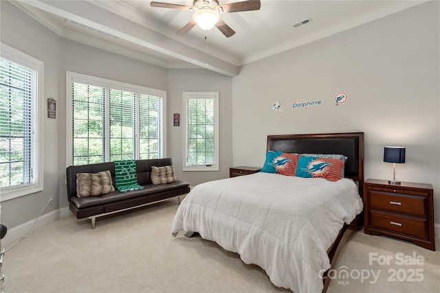 1032 Seminole Dr, Waxhaw, NC 28173 - bedroom featuring light colored carpet, multiple windows, crown molding, and baseboards