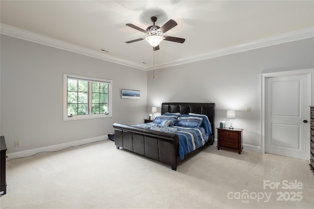 1032 Seminole Dr, Waxhaw, NC 28173 - bedroom featuring ornamental molding, baseboards, light colored carpet, and a ceiling fan
