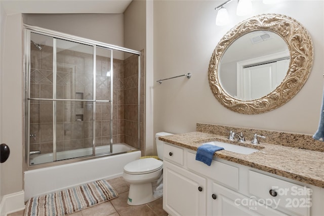1032 Seminole Dr, Waxhaw, NC 28173 - full bath with vanity, toilet, shower / bath combination with glass door, and tile patterned floors