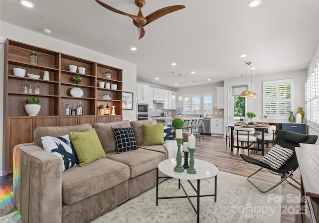 5481 Comiskey Aly, Kannapolis, NC 28081 - living area with recessed lighting, a ceiling fan, and light wood finished floors