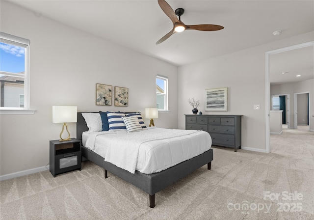 5481 Comiskey Aly, Kannapolis, NC 28081 - bedroom with light colored carpet, baseboards, and ceiling fan