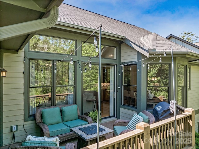 207 Hogans View Cir, Hendersonville, NC 28739 - wooden deck with an outdoor living space