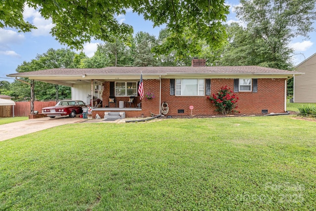 2210 Joes Lake Rd, Shelby, NC 28152 - single story home with a chimney, covered porch, brick siding, and concrete driveway