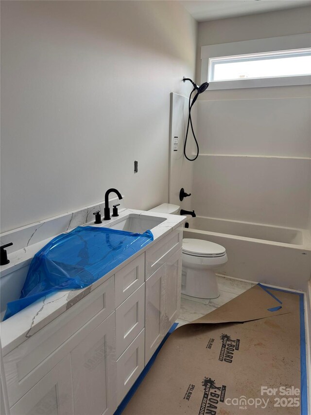 2589 Polo Ln, Maiden, NC 28650 - full bath featuring toilet, vanity, shower / bath combination, and marble finish floors