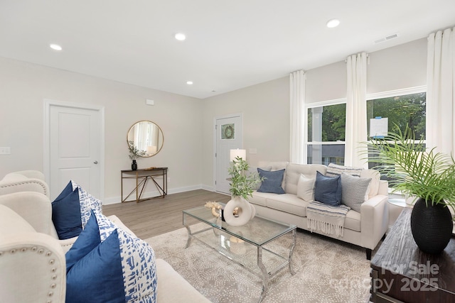 212 Queens Ct, Gastonia, NC 28052 - living room with light wood-type flooring, recessed lighting, and baseboards