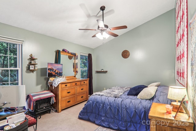 123 Brandymill Loop, Etowah, NC 28729 - bedroom with lofted ceiling, carpet floors, and ceiling fan