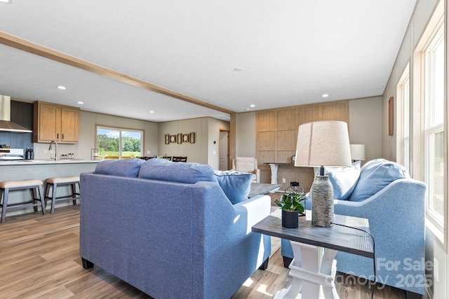 977 Myers Mill Rd, Olin, NC 28660 - living area featuring light wood finished floors and recessed lighting