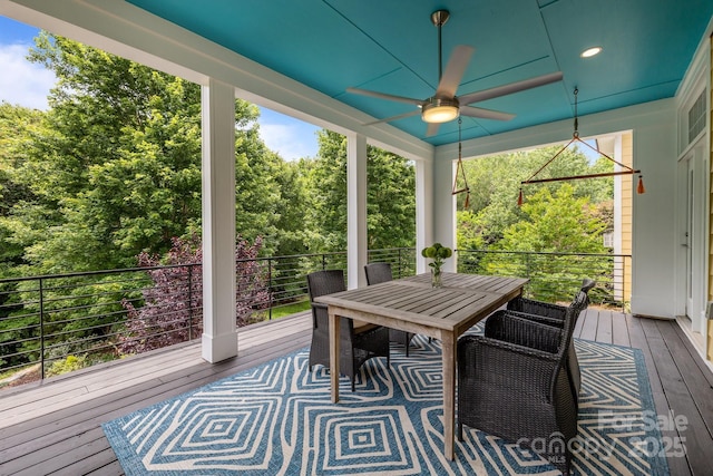 2009 Waterbury Ln, Waxhaw, NC 28173 - sunroom / solarium with a ceiling fan and outdoor dining space