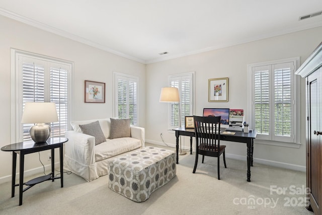 11103 Fountaingrove Dr, Charlotte, NC 28262 - carpeted office space featuring ornamental molding and baseboards