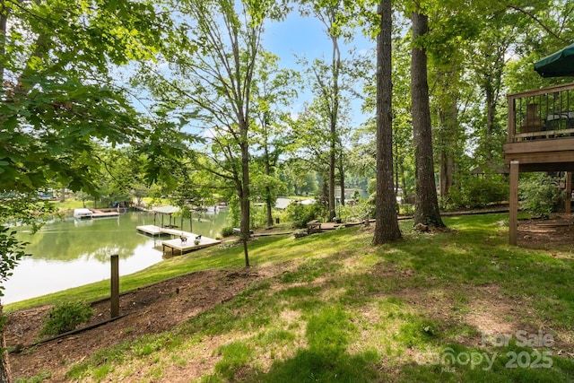 7232 Executive Cir, Denver, NC 28037 - view of grassy yard with a dock and a water view