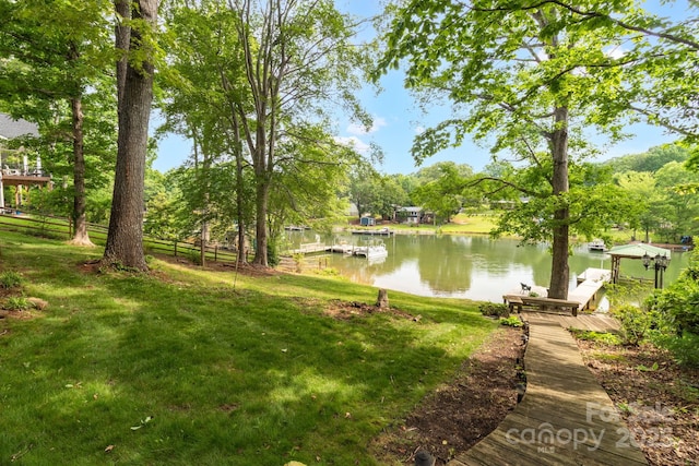 7232 Executive Cir, Denver, NC 28037 - view of grassy yard featuring a water view and a boat dock