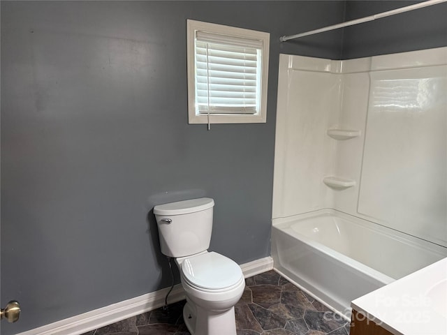 303 Southern Ave, East Spencer, NC 28039 - full bathroom featuring baseboards, toilet, shower / bathtub combination, and vanity