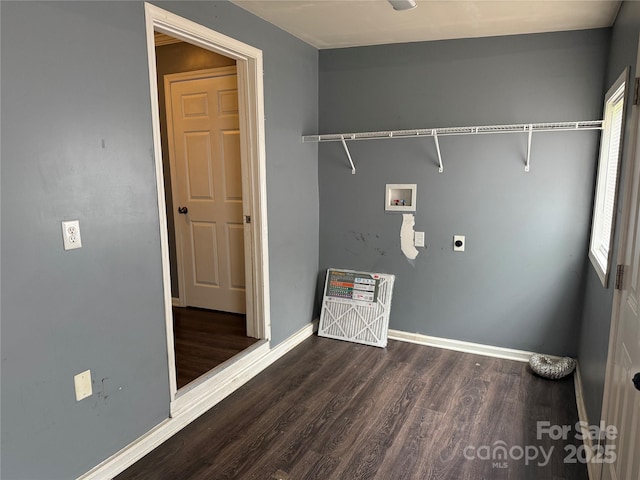 303 Southern Ave, East Spencer, NC 28039 - laundry area featuring washer hookup, hookup for an electric dryer, wood finished floors, and baseboards