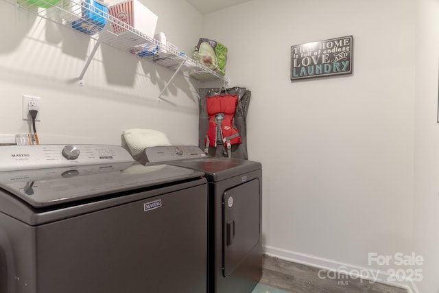2859 Sherrills Stream Dr, Sherrills Ford, NC 28673 - washroom with separate washer and dryer, wood finished floors, and baseboards