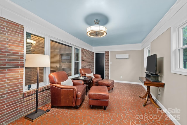 306 Tremont Park Cir SE, Lenoir, NC 28645 - sitting room with an AC wall unit, baseboards, and carpet floors