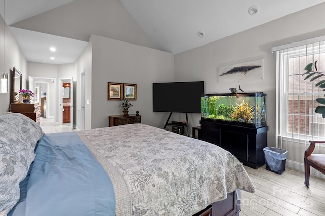 1525 Valhalla Dr, Denver, NC 28037 - bedroom with vaulted ceiling and recessed lighting