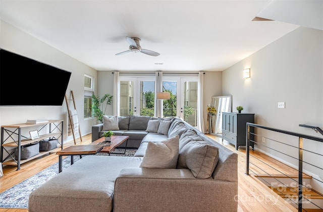 925 Westbrook Dr Unit B, Charlotte, NC 28202 - living room with wood finished floors and a ceiling fan