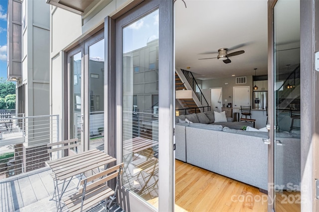 925 Westbrook Dr Unit B, Charlotte, NC 28202 - balcony with ceiling fan
