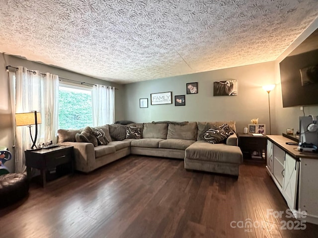 3503 Wyndham Ln, Lenoir, NC 28645 - living room with a textured ceiling and dark wood-style flooring