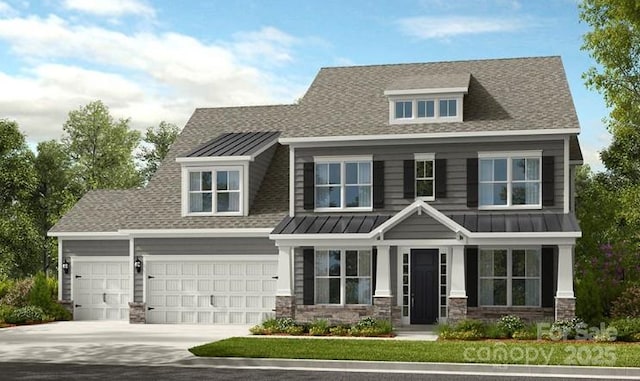 18129 Sulton Ter, Huntersville, NC 28078 - view of front of house featuring a standing seam roof, concrete driveway, and metal roof