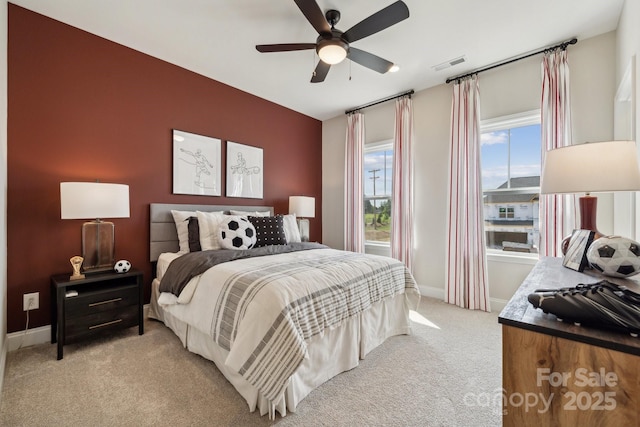 18129 Sulton Ter, Huntersville, NC 28078 - bedroom featuring light carpet, baseboards, and ceiling fan