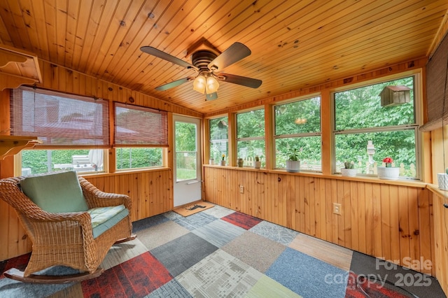 199 Ashmont Dr, Kannapolis, NC 28081 - sunroom featuring healthy amount of natural light, wooden walls, carpet floors, and wood ceiling