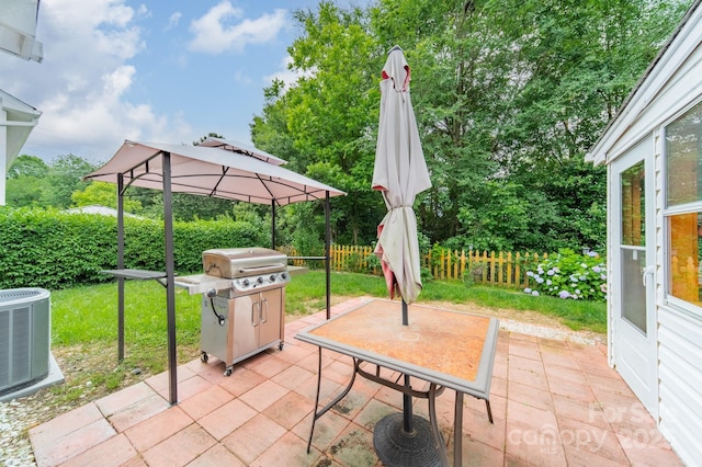 199 Ashmont Dr, Kannapolis, NC 28081 - view of patio / terrace with a gazebo, a grill, and central AC
