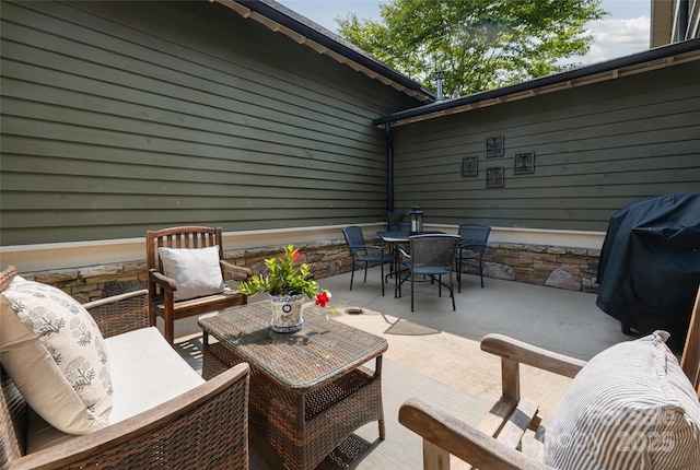 4 Fitzgerald Rd, Black Mountain, NC 28711 - view of patio featuring outdoor dining area, an outdoor hangout area, and a grill