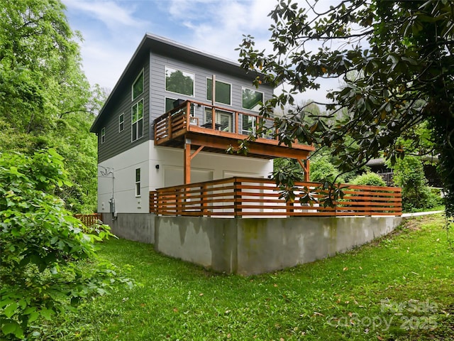 421 Sand Hill Rd, Asheville, NC 28806 - rear view of property featuring a yard and a wooden deck