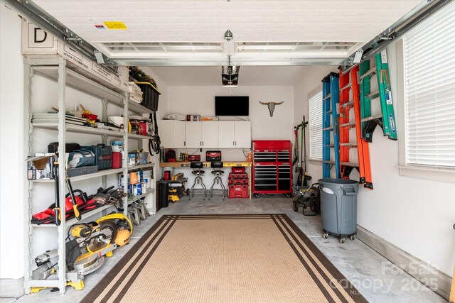 1244 Weir Ct, Fort Mill, SC 29708 - garage featuring a garage door opener and a workshop area
