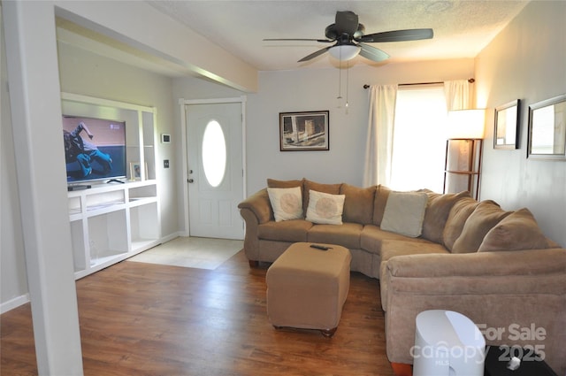 3505 Valley Dr, Chester, SC 29706 - living room with a ceiling fan and wood finished floors