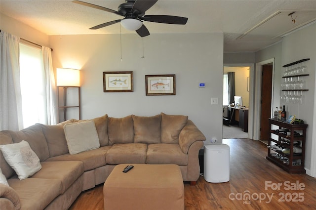 3505 Valley Dr, Chester, SC 29706 - living area with wood finished floors and a ceiling fan