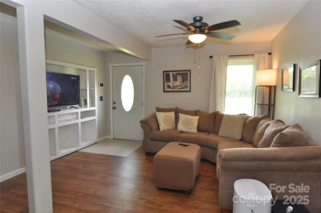 3505 Valley Dr, Chester, SC 29706 - living room featuring a ceiling fan and wood finished floors