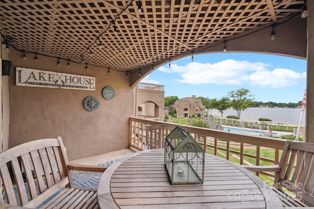 635 Portside Dr, Davidson, NC 28036 - balcony featuring outdoor dining area and a water view