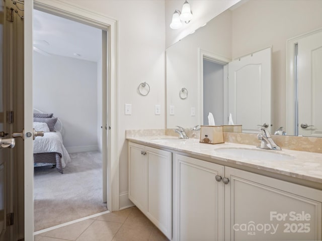 5805 Copperleaf Commons Ct, Charlotte, NC 28277 - bathroom featuring double vanity, ensuite bathroom, and tile patterned floors