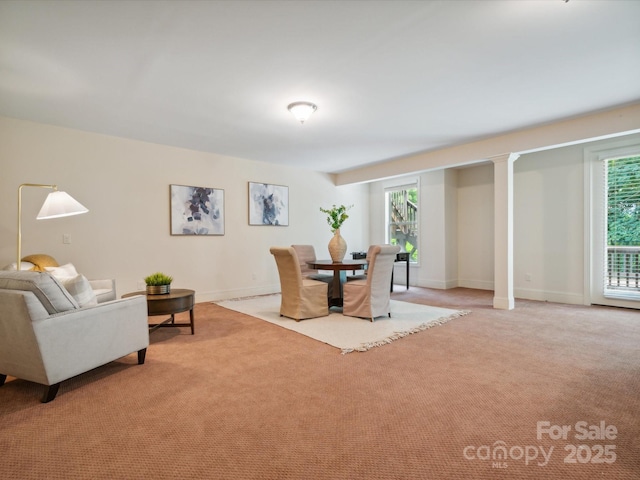5805 Copperleaf Commons Ct, Charlotte, NC 28277 - dining space featuring light colored carpet, healthy amount of natural light, and baseboards